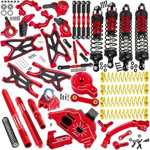 lot 6506 image: BRCatWPark RC Upgrades Part for 110 Big Rock 3S BLX,18 Typhon 3S BLX,A-Arm,Shocks,Caster Blocks,Steering Blocks,Stub Axle Carriers,Links,Gearbox,Drive Shaft Axles,Support,Steering,Spline,Red