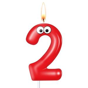 lot 6512 image: MTLEE Number Birthday Candle Monster Theme Candles Cookies Cake Topper for Girl Boy Cartoon Birthday Party Cake Decorations Supplies(Red,Number 2)