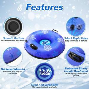 lot 6524 image: KEUCL Snow Tube, 2Packs for The Whole Family Inflatable Snow Sled for Kids and Adult, Thickened Heavy Duty Hard Bottom Sleds for Snow with Handles, Winter Toys for Outdoor Sledding Snow Tube Sports