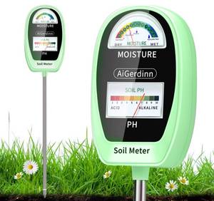 lot 6545 image: AiGerdinn Soil Test Kit, 2-in-1 Soil Moisture Meter, Soil pH Meter -Dual Dial-Simultaneously-Display Results-Soil pH Tester, Moisture Meter for Garden,Lawn,Farm Indoor&Outdoor Plants-Teargreen