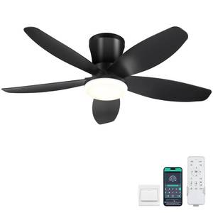lot 6555 image: Surtime Ceiling Fans with Lights-36 Low Profile Ceiling Fan with Light and RemoteAPP Control,Flush Mount,DC Reversible,LED Dimmable Blakc Ceiling Fans for Bedroom,IndoorOutdoor Patio Use