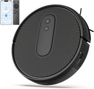 lot 6557 image: AIRROBO Robot Vacuums with 2800Pa Suction, 3-inch Slim Body, Gyroscope Navigation, Remote & App Control, 600ML Dustbin, Automatic Recharge