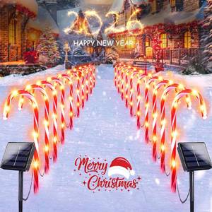 lot 6571 image: 20 Pack Solar Christmas Candy Cane Lights, Christmas Decorations Outdoor Waterproof, Solar Powered Pathway Lights with 8 lighting Modes & Memory Function for Outside Party Garden Yard Patio Decoration