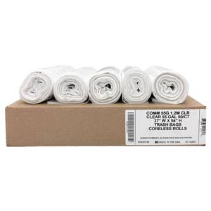 lot 6577 image: Ultrasac Heavy Duty 55 Gallon Clear Trash Bags - (Value 50 Pack) - 1.2 MIL equivalent Industrial Strength Plastic 37 x 54 for 50-55 Gal Cans -Fits Toter, Rubbermaid Brute, Carlislie Bronco etc.