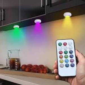 lot 6436 image: 3pk Puck Lights with Remote