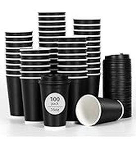 lot 6520 image: Dailylife 16oz Disposable Coffee Cups with Lids - 100 Count