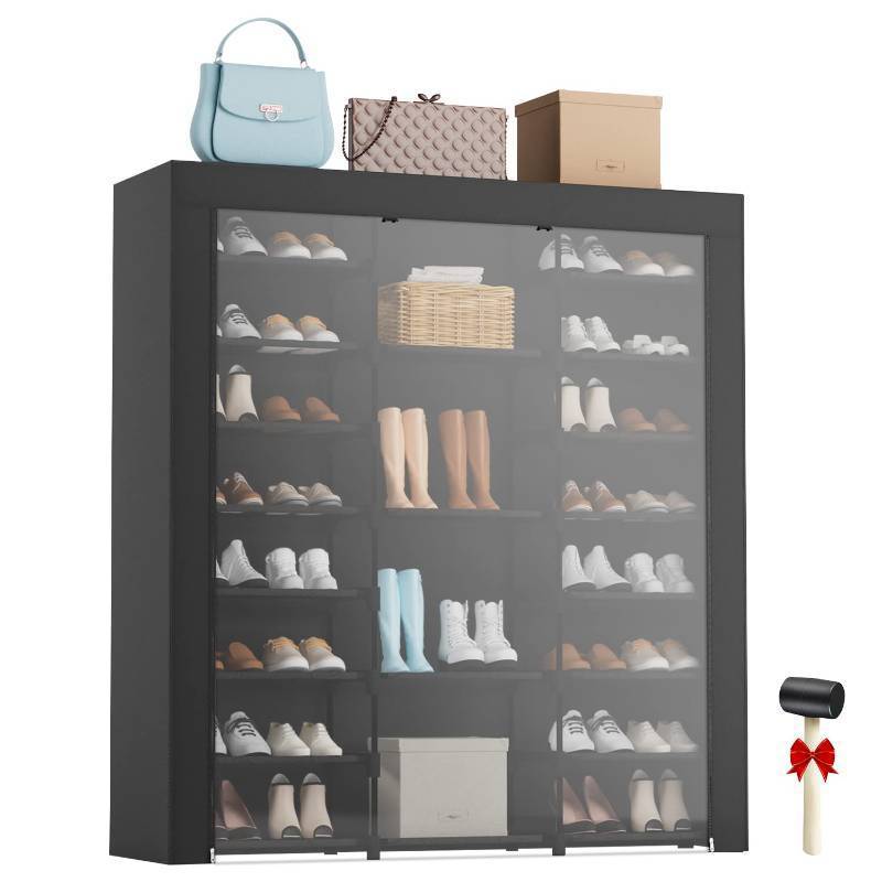 lot 8481 image: LVNIUS 9-Tier Large Tall Shoe Rack with Covers 40-46 Pairs, Sneaker Rack Organizer Shoes Cabinet Closed Shelves Shoe Stand Holder for Garage Bedroom