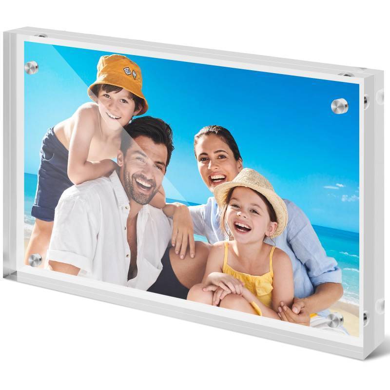 lot 8667 image: vivinin Acrylic Frame 1 Pack, Double Sided Clear Frameless Acrylic Picture Frame, Photo Frame 4x6 Inches with Magnetic for Postcard, Desktop Display
