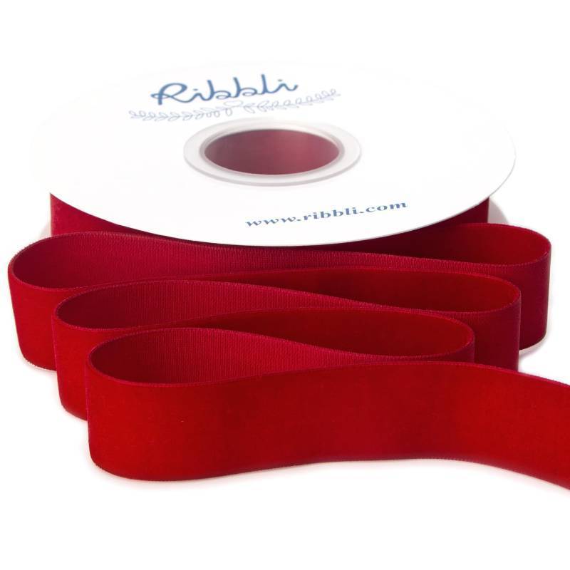 lot 1220 image: Ribbli Polyester Dark Red Velvet Ribbon,1 Inches Continuous10-Yard Spool,Christmas Ribbon for Gift Wrapping,Floral Bouquets, Home Decor