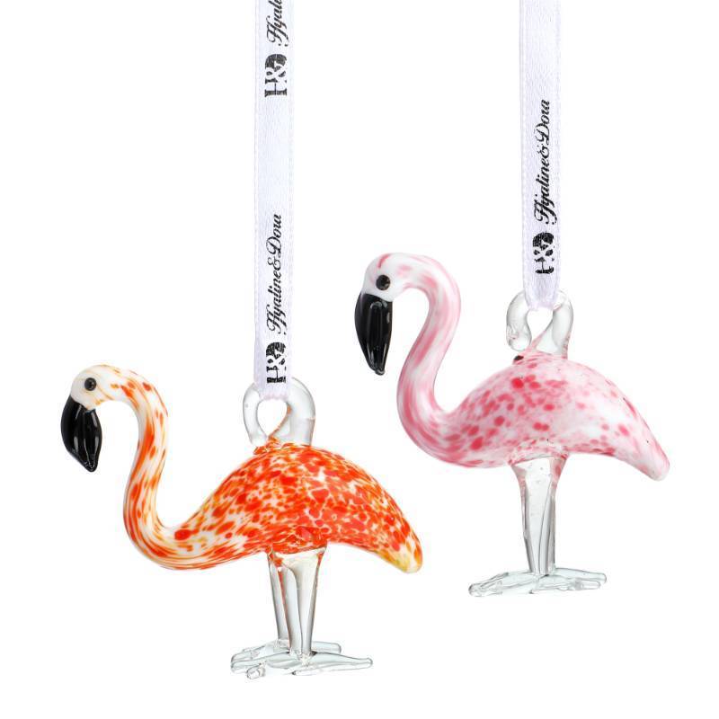 lot 2134 image: 1 Glass Flamingo Ornament for Tree, Valentines Day Gifts, 2.4 Hand Blown Pink Flamingo,Art Glass Birds Animals Figurines Home Garden Hanging for Women