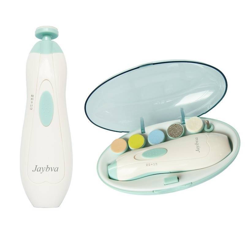 lot 3297 image: Baby Nail File Electric Nail Trimmer - Jaybva Safe Baby Nail Clippers Cutter for Newborn Children Toddlers Kids with LED Light Blue and Green