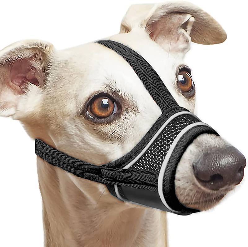 lot 3480 image: AiliStar Soft Dog Muzzle Mesh Pet Muzzle for Dogs Dog Muzzles with Reflective Stripe Prevent for Biting Barking Chewing Black Medium