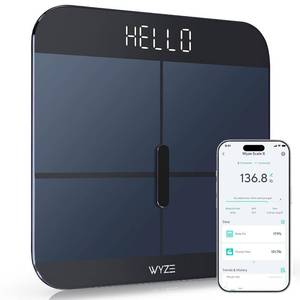 lot 6580 image: Wyze Smart Scale X - Digital Bathroom Scale for Body Weight, BMI, Body Fat, Muscle Mass, Heart Rate Monitor  Sync with Health Apps  for People, Baby & Pet, 400 lbs (Black)