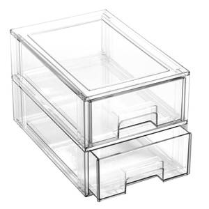 lot 6584 image: BINO  Stackable Storage Drawers, Small - 2 Pack, Clear  THE CRATE COLLECTION  Storage Bins With Drawers  Bathroom Organizers  Under Sink Organizer  Vanity Cabinet Home Organization