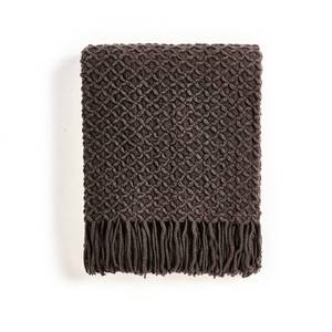 lot 6606 image: CREVENT Farmhouse Boho Knitted Throw Blanket for Couch Sofa Chair Bed Home Decoration, Soft Warm Cozy Light Weight for Spring Summer Fall (50X60 Chocolate)