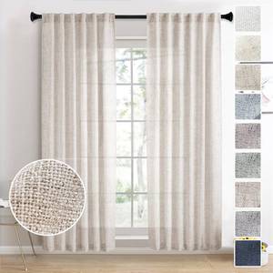 lot 6607 image: MEETBILY Natural Faux Linen Curtains 84 Inches Long for Living Room 2 Panels Set Rod Pocket Linen Textured Semi Sheer Window Drapes Light Filtering Neutral Modern Farmhouse Curtain Panels for Bedroom