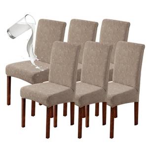 lot 6609 image: Genina 100% Waterproof Dining Room Chair Covers Set of 6 Stretch Kitchen Chair Covers Parsons Chair Slipcovers for Dining Room Chair Protector Cover, Removable, Washable (Leaf Pattern-Taupe)