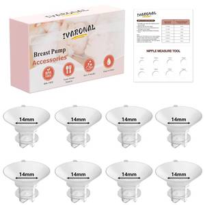 lot 6624 image: 8pcs 14mm Upgraded Flange Insert Compatible with Momcozy M9M6M5V1 proV2 proS12 pro Pumps, Fit for SpectraMedelaeufyTSRETEElvieLansinoh Breast Pumps,Flange Sizing Kit Silicone Flange Insert