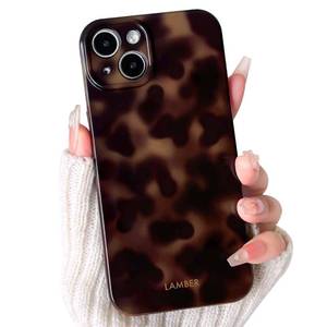 lot 6625 image: NITITOP Compatible with iPhone 15 Case Cute Stylish Leopard Print Amber Aesthetic Tortoise Design for Women Girls Men Soft TPU Shockproof Protective Cover - Brown