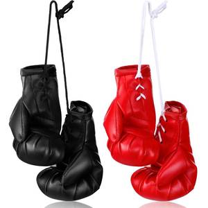 lot 6629 image: Zhanmai 2 Pairs Mini Boxing Gloves for Car Mirror Miniature Punching Gloves Boxing Party Favors Holiday Christmas Ornament Hanging Decoration for Home Car Accessories Bag Keychain(Black, Red)