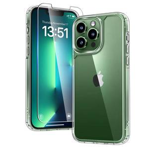 lot 6630 image: TAURI for iPhone 13 Pro Max Case Clear, with 1X Screen Protector, Not YellowingMilitary-Grade Drop Protection Slim Shockproof Phone Case for iPhone 13 Pro Max 6.7 inch