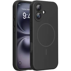 lot 6632 image: Miracase Compatible with iPhone 16 Case, Soft Anti-Scratch Microfiber Lining, Compatible with MagSafe, Liquid Silicone Case Shockproof Drop Protection Phone Case for 16,Black