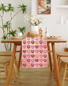 lot 6648 image: Valentines Day Table Runner 72 Inches Long Valentines Day Decor with Pink True Love Heart Table Runner for Birthday, Wedding Anniversary, Marriage Proposals, Engagements, Romantic Events