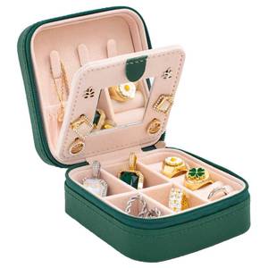 lot 6690 image: KElofoN Travel jewelry case Travel jewelry box Travel Jewelry Organizer Small box Gift for Girls Women with Mirror(Green)