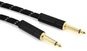 lot 6692 image: Fender Deluxe Series Instrument Cable 10 Feet Straight-Straight, Guitar Cable, Guitar Accessories, Black Tweed