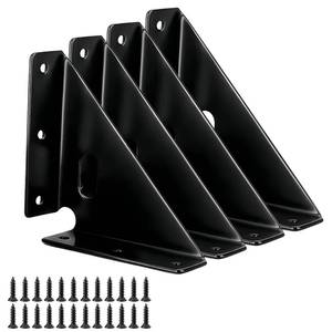 lot 6709 image: 4 Pcs Heavy Duty Gusset Joints, Trapezi Corner Code, Bracket Corner Brace Bracket Fasteners, Furniture Shelf Support Joint Fasteners for Table, Chair Cabinet Bed Stabilization (Black)