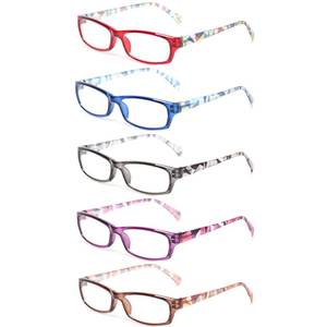 lot 6712 image: Kerecsen Reading Glasses 5 Pairs Fashion Ladies Readers Spring Hinge with Pattern Print Eyeglasses for Women (Multicolor, 6.0, x)