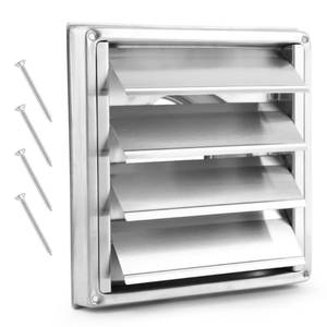 lot 6722 image: 4-Inch Stainless Steel Louvered Dryer Vent Cover, Outdoor Use  No Screen Design, Durable Metal Construction, Perfect for House Exterior Walls