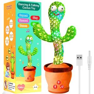 lot 6750 image: Rechargeable Dancing Talking Cactus Toy, Singing Cactus Baby Toy That Talks Back, Educational Baby Toys 18 months w 51 English Songs, Toddler Easter Basket Stuffers, Easter Gifts for Kids, Infant