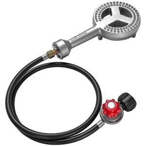 lot 6757 image: Veralune High Pressure Cast-Iron Propane Burner Head, Round Burner Head with 20 PSIG Adjustable Regulator, Hose & Brass Fittings for Turkey Fryer Burners, Outdoor Cooking, Camping