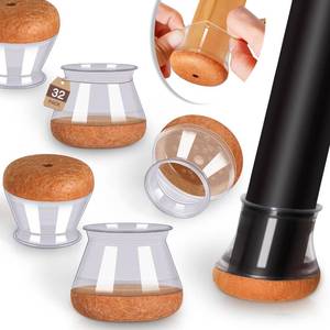 lot 6777 image: Chair Leg Floor Protectors Chair Leg Protectors for Hardwood Floors Felt Silicone Caps Strengthen Bottom Protection Anti-Scratch Reduce Noise Bulk Pack Clear Round Large Fit 1-316 to 1-58 (30-40mm)
