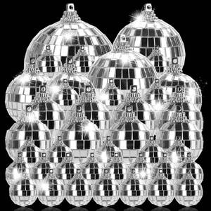 lot 6791 image: Disco Ball, Hanging Mirror Disco Ball Ornaments 70s Disco Party Decorations Mini Silver Reflective Christmas Balls for Holiday Wedding Xmas Tree Home Decor