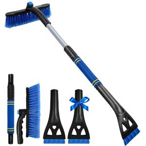 lot 6799 image: 34 Extendable Ice Scrapers for Car Windshield 2-in-1 Snow Brush for Car Snow Scraper for Car Snow Scraper and Drush with Ergonomic Foam Grip for Cars, Trucks, SUVs with 360° Pivoting Brush Head Blue