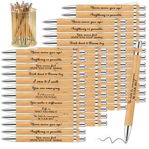 lot 6802 image: Fuutreo Graduation Inspirational Pens Bulk Motivational Retractable Bamboo Ballpoint Pen with Black Ink Employee Appreciation Gift for Team Coworker Teacher Students Office Supplies(20 Pcs)