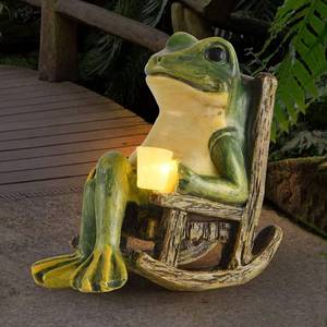 lot 6804 image: FOXMIS Miniature Frog Garden Statue Gifts Easter Decorations Outdoor Fairy Garden Accessories Outdoor Lights Solar Garden Frog Decor Art Housewarming Gift for Patio,Yard,Lawn Ornament,3.89x2.36x3.93