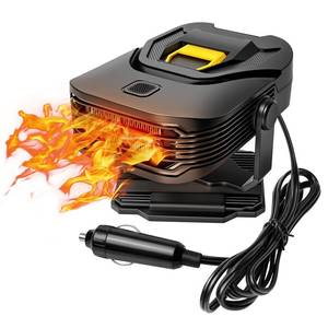 lot 6805 image: LARDERGO Car Heater, 2-in-1 Quickly Melt Frost & Clear Fog on Windshield, 12V 200W Portable Defroster with 360° Rotation, Cigarette Lighter Plug in for All Car - BlackYellow