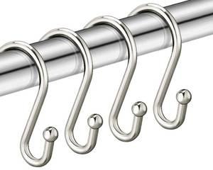 lot 6814 image: Nickel Shower Curtain Hooks, Rust Proof Shower Curtain Rings for Bathroom, Set of 12 CHICTIE Silver S Shaped Decorative Shower Curtain Hooks Hangers for Bathroom Curtains,Clothing, Towels, etc