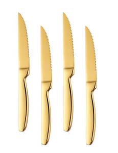 lot 6817 image: Buyer Star Steak Knife Set, 4-Piece Serrated Steak Cutlery Steak Knife, Gold Stainless Steel Steak Cutlery Knife for Home, Restaurant, Hotel, 22cm