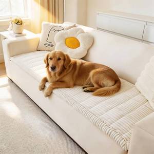 lot 6912 image: Awjcsv Couch Cover for Dogs Washable, Fuzzy Pet Couch Covers for 3 Cushion Sofa Pet Friendly, Non Slip Sofa Cover (White, 27.6 x 70.970 x 180cm)