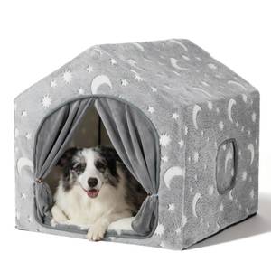 lot 6913 image: Pelemee Indoor Dog House, Night-Luminous Star Dog Tent with Frame, Washable Dog Cave Bed, Suitable for 36-66 lb Medium and Large Dog