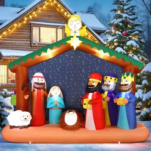 lot 6918 image: Alupssuc 8FT Christimas Inflatable Nativity Scene Decorations Outdoor with Built-in LEDs Lights, Large Blow Up with Baby Jesus, Perfect for OutsideIndoor Xmas Yard, Garden, Lawn, Party, Holiday Decor