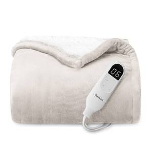 lot 6921 image: Bedsure Heated Blanket Throw Blanket - Fast Heating Electric Blanket, Soft Flannel Heated Throw with 4 Time Settings, 6 Heating Settings, Warm Gifts for Grandma (50x60 inches, Cream)