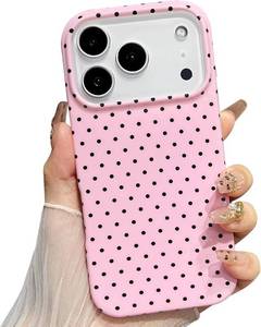 lot 6716 image: Iphone17 Phone Case Pink with Black Dots