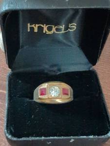lot 2455 image: Gold Ruby and Diamond Ring