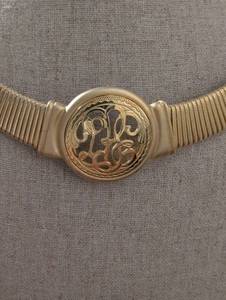 lot 2459 image: Gold Tone Omega Chain Necklace with Medallion