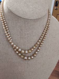 lot 2473 image: Double Strand Pearl Necklace with Crystal Clasp